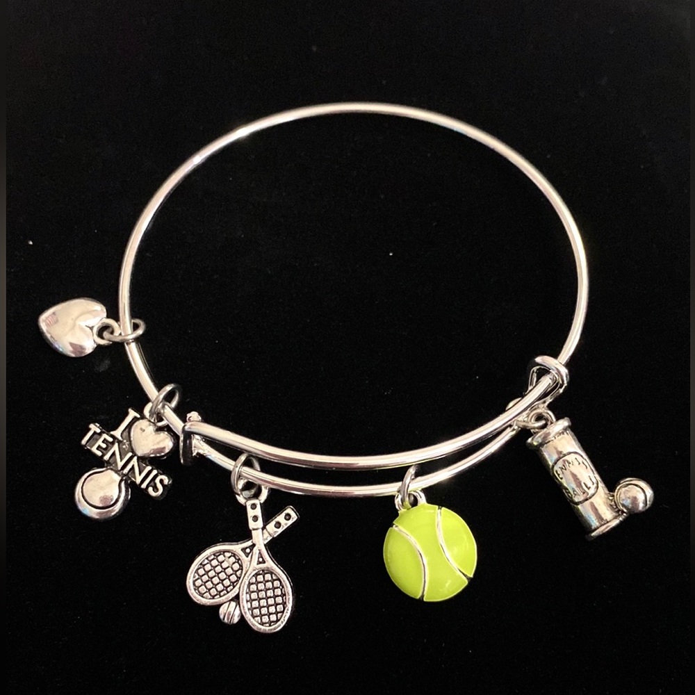 Tennis Charm Bracelet Balls Racket Charms May Be Personalized